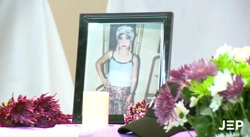 Imagen tomada de la audiencia de la JEP con la fotografía de Luz Stelly Morales Arias
